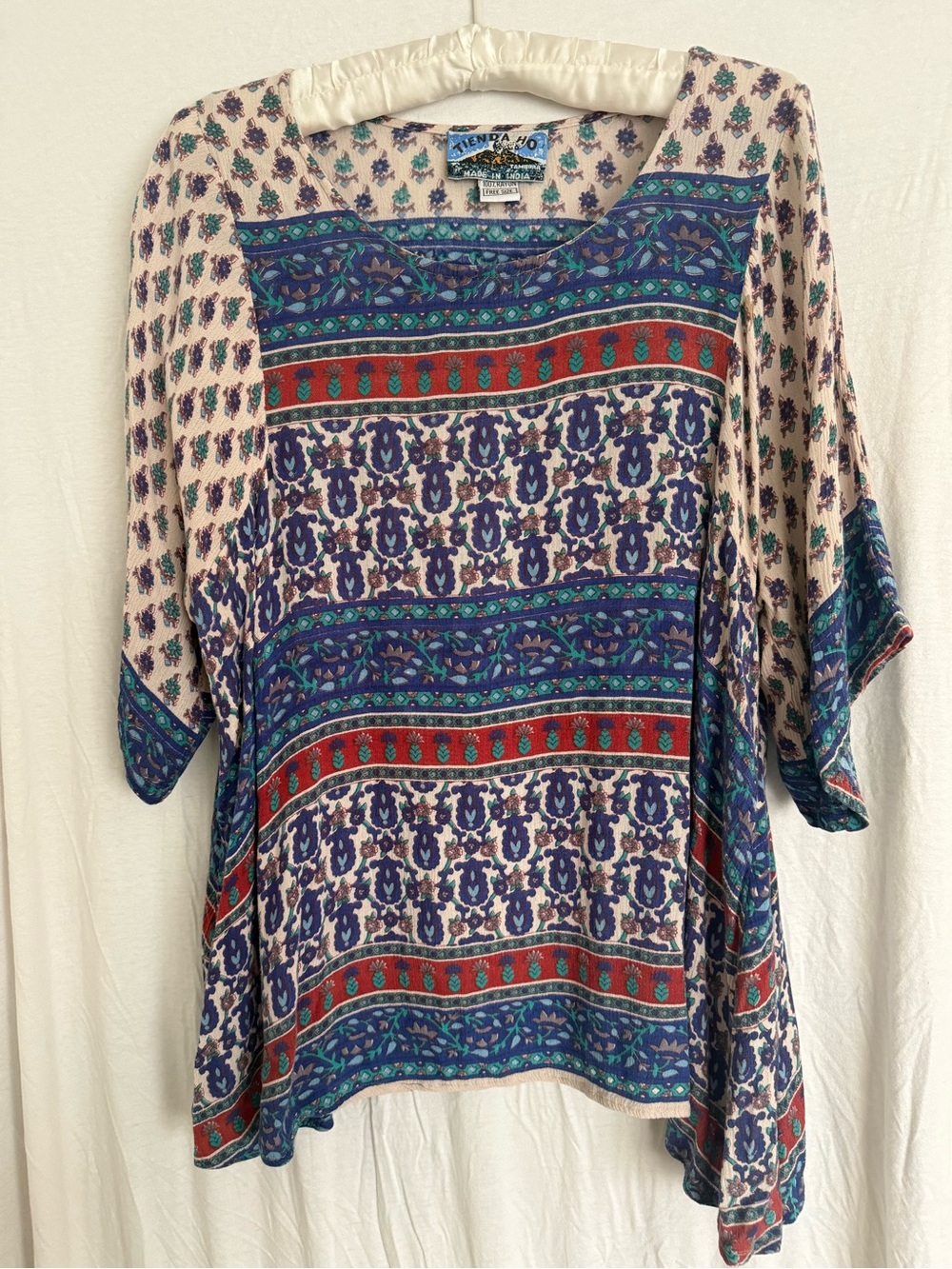 Tienda Ho Boho Cream Multicolor Printed Tunic Top
